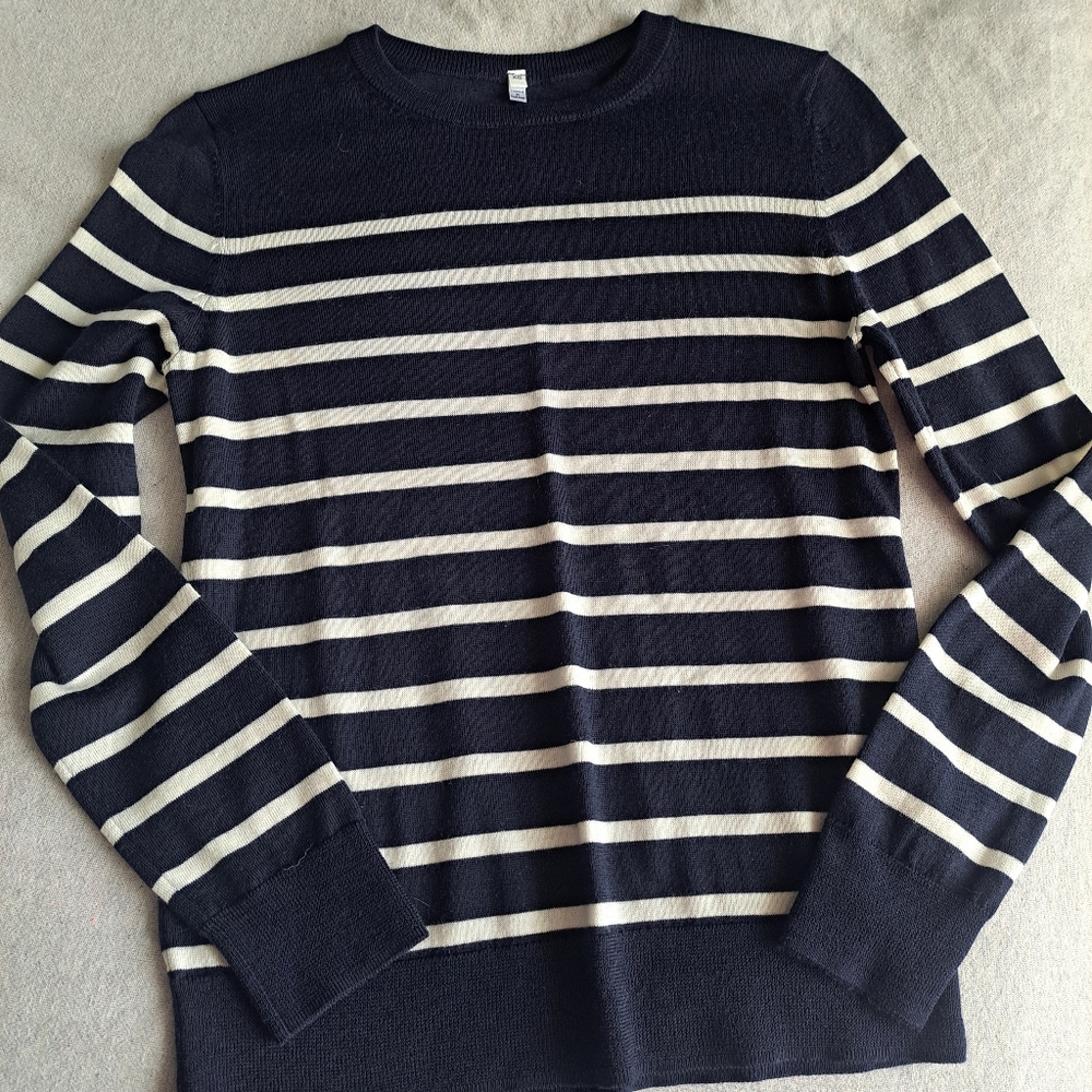 Muji Striped Sweater - Navy and White